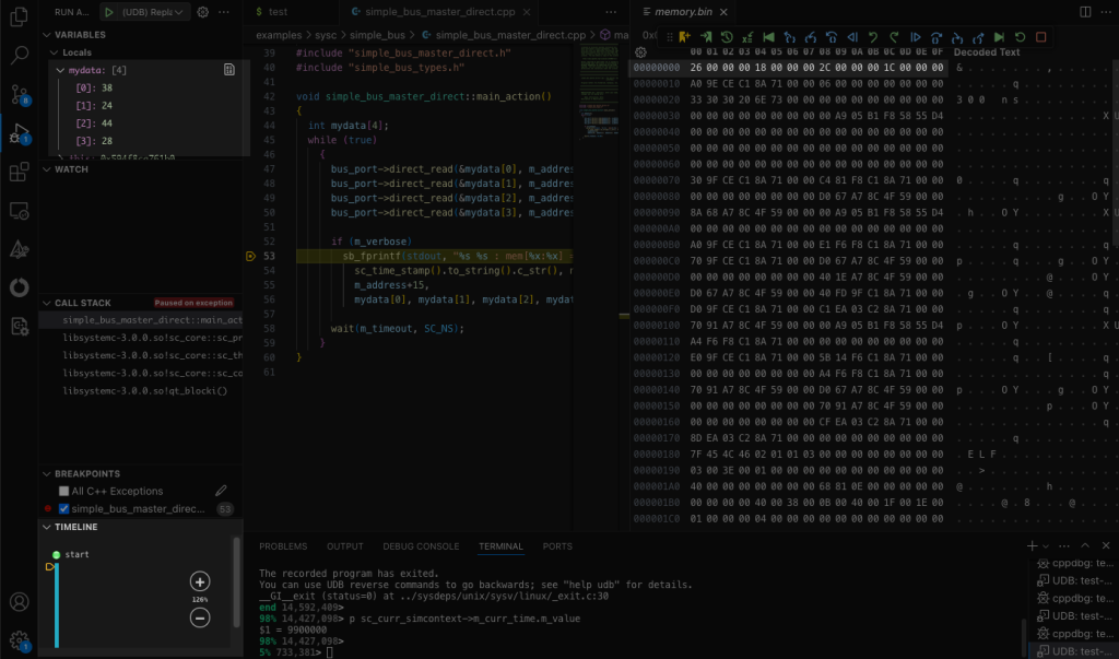 How to Debug SystemC with Time Travel Debugging